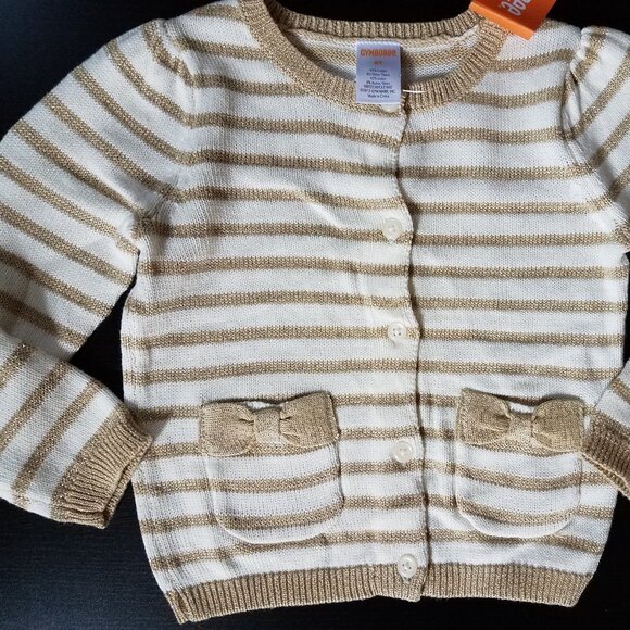 New Gymboree Gold Sparkle Striped Sweater Sz 2T - Picture 2 of 4